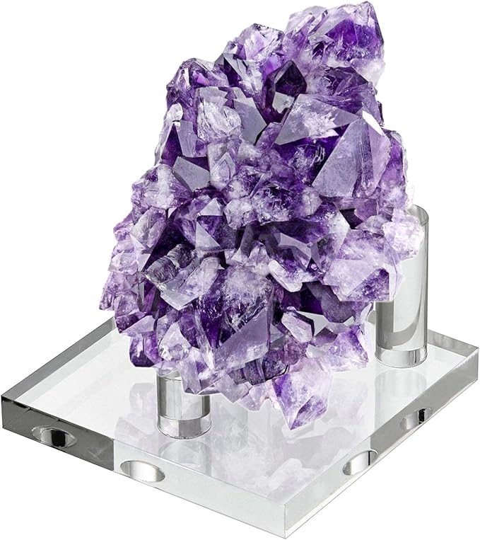 Hipiwe Clear Acrylic Display Stand - Three-Peg Display Easel Stands for Fossil Coral Geodes Rock Mineral Agate Small Collectibles, Set of 4