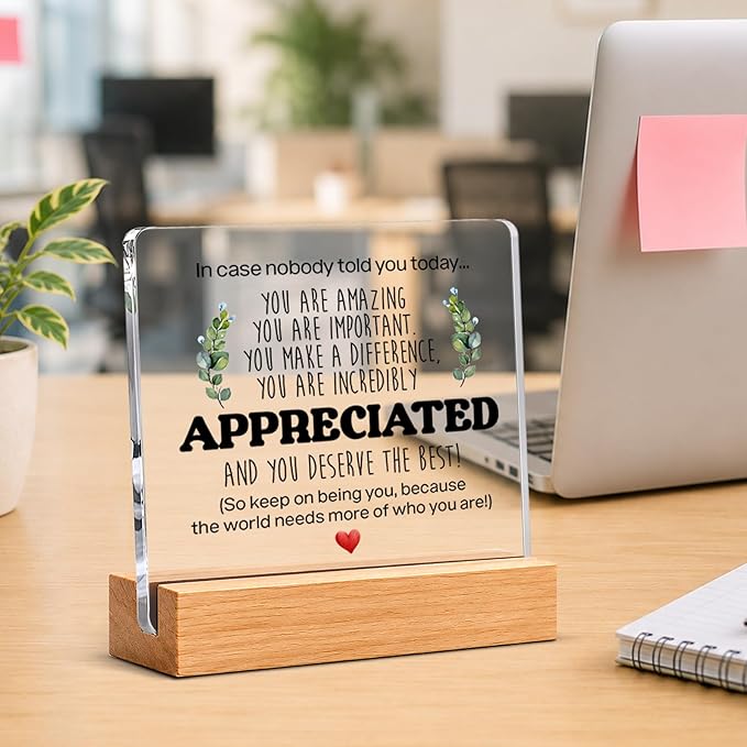 Thank You & Appreciation Gifts Bulk for Coworkers, Friends, Women and Men, Inspirational Gift Ideas, Motivational Desk Decor for Office Home, 4 x 4 Inches, Set of 4