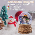Christmas Snow Globe Musical - Nativity Snowglobe Vintage Water Snow Globes LED Light Change Music Box Home Christmas Decor for Kids Gold