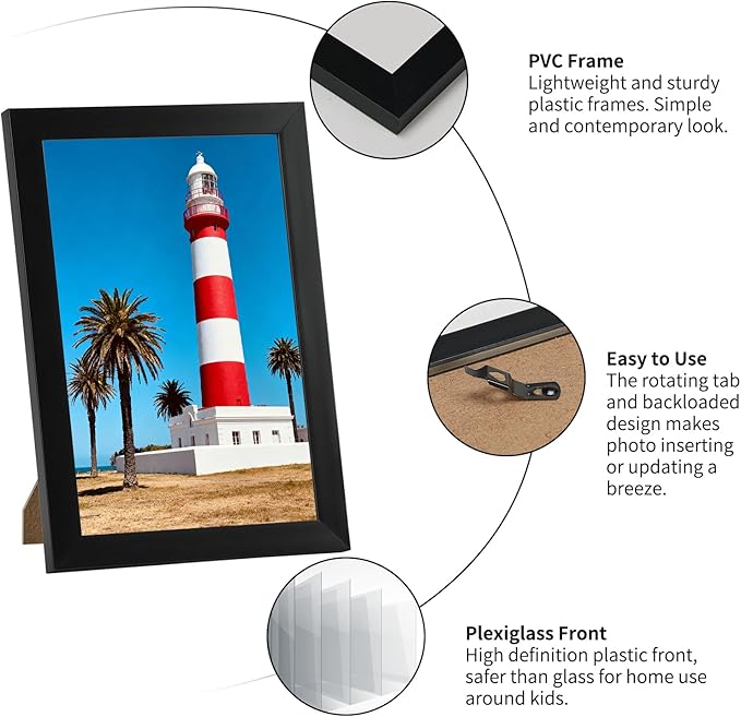 Giftgarden 4x6 Picture Frame Set of 18, Lightweight 4 by 6 Frames Bulk for Gallery Wall Photo Hanging and Tabletop Display, Black