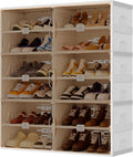 Foldable Shoe Rack Organizer for Entryway with Clear Magnetic Doors - Large Capacity Shoe Cabinet for Boots, Sneakers & All Shoes, Easy Assembly, White 6-Tier 24 Pairs