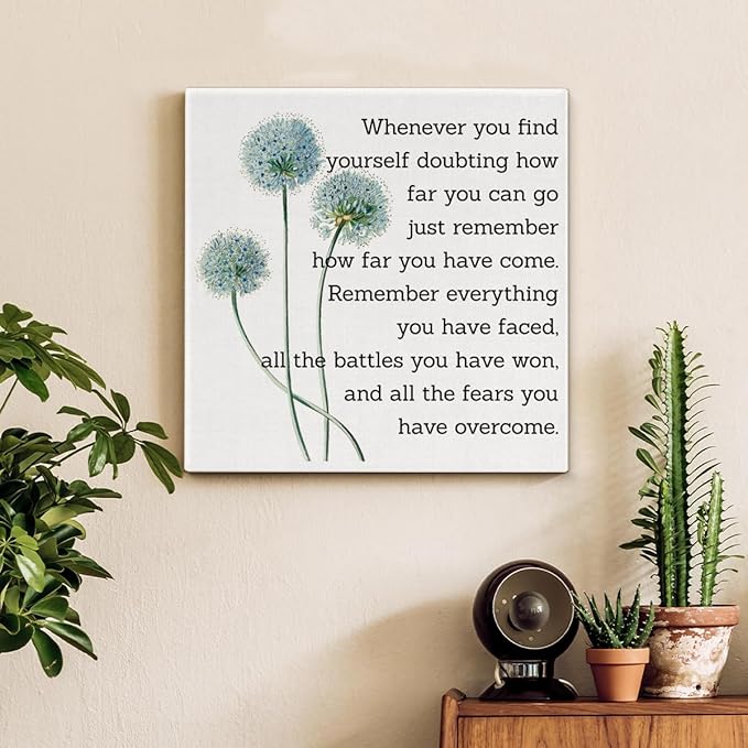 Motivational Quotes Wall Art Decor, Inspirational Graduation Decor Gift, Positive Canvas Posters Painting Artwork for Office Classroom Bedroom Home Decorations (8 X 8 Inches, Framed)