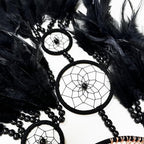 Large Dream Catcher,Moon Dream Catchers with Chakra Gemstone Agate Stone,Black Crystal Tree of Life Dream Catcher,Dream Catchers for Adults,Boho Bedroom Decor (Black Natural Gem Agate)