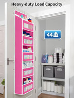 JARLINK 2 Pack Over The Door Organizer Storage, 5 Shelf Hanging Door Organizer with 5 Large Capacity Pockets, Anti Tilt 44 lb Load Behind Door Storage for Bedroom, Bathroom, Pantry, Nursery, Rose Pink