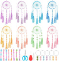 INFUNLY 8 Sets Small Dream Catcher Kit DIY Mini Dreamcatcher Making Kit with Instruction Dream Catcher Hanging Ornament Gradient Color for Bag Pendant Car Mirror Bedroom