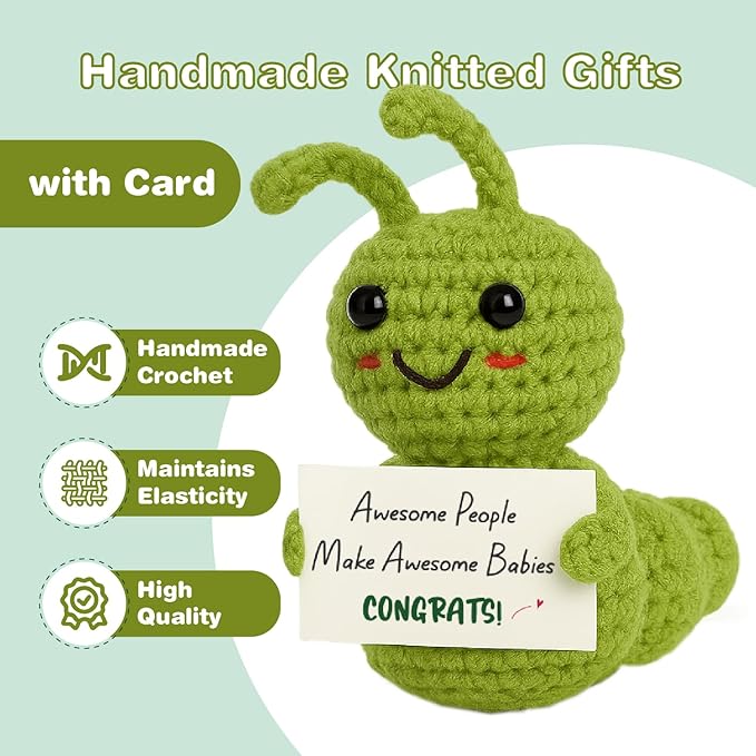 New Parents Gifts for Couples, New Mom & Dad Gifts – Handmade Crochet Caterpillar, Gender Reveal Pregnancy Expecting Mom to Be Gift, Cute Keepsake Decor