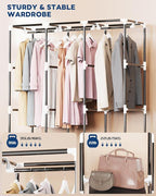 Mavivegue Portable Closet, 50 Inch Wardrobe Closet, Portable Closets for Hanging Clothes with 3 Hanging Rods and 6 Storage Shelves for Bedroom, Black
