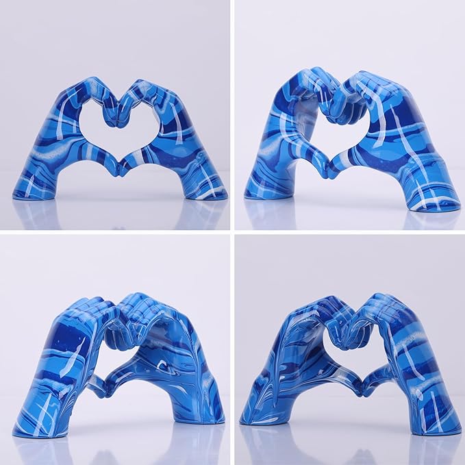 DOVDOV Hand Heart Decoration, Heart Hand Statue, Love Finger Sculpture Wedding Decoration, Suitable for Bookshelf Coffee Table Office Bedroom TV Cabinet Bookshelf Small Ornaments Home Decoration.