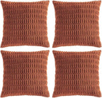 Fancy Homi 4 Packs Decorative Throw Pillow Covers for Living Room Couch Bed, Modern Farmhouse Boho Home Décor Accent Cushion Case, 24" x 24", Rust