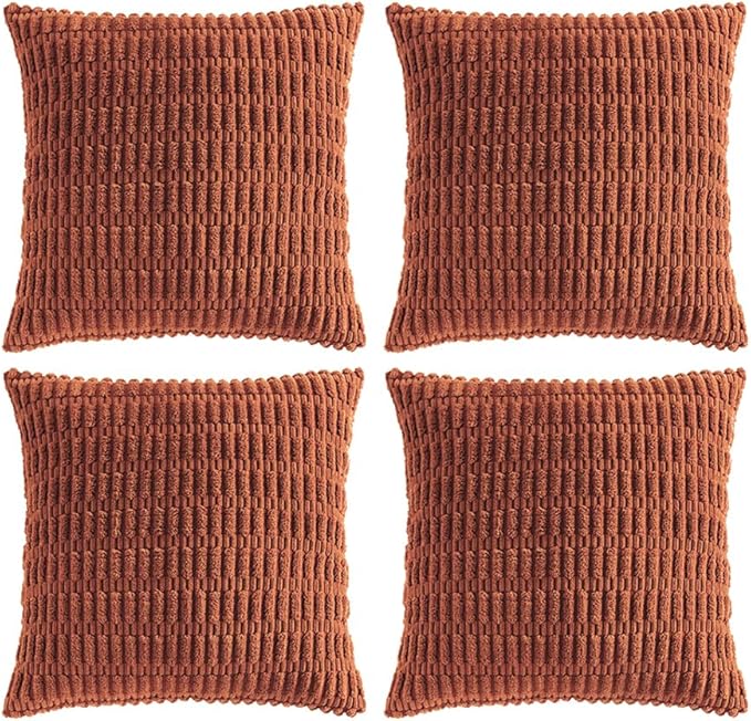Fancy Homi 4 Packs Decorative Throw Pillow Covers for Living Room Couch Bed, Modern Farmhouse Boho Home Décor Accent Cushion Case, 22" x 22", Rust
