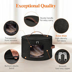 Lifewit Round Cowboy Hat Box for 7 Caps, Large Felt Hat Organizer Bag for Men&Women Storage, Baseball Cap Container with Lid for Travel, Foldable 16.5" Dx10.6 H Carrier, 37L Each, Black 2 Pack