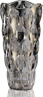 CEMABT 9.5inch 3.4 lb Glass Vases for Flowers Unbreakable Thickened Morden vase for Tables Centerpieces,Colorful,Vintage and Clear Rose Large Flower vases for Bouquet Unique Gifts（Grey）