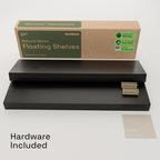 BAOBAB WORKSHOP Wood Floating Shelves for Bathroom Wall - Black Shelf 24 inch - Solid Wood Shelves for Wall for Bedroom Kitchen Living Room - Black Floating Shelves - 24 x 6.7 Inch, Set of 2