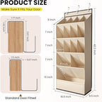 15 Pockets Over the Door Shoe Organizer, Shoe Rack for Closet Door with Large Breathable Pockets, Hanging Shoes Rack for Boots Size, Behind the Door Organizer Shoe Holder for Flexible Storage, Beige ﻿
