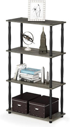Furinno Turn-N-Tube 4-Tier Multipurpose Shelf Display Rack, Classic Tubes, French Oak Grey/Black