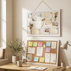 Thboxes Cork Board with Linen, 24" x 18" Double-Sided Bulletin Board Corkboard for Wall Picture Display Framed Vision Boards for Home Office School Pin Boards with 20 Pushpins &10 Clips