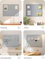 Fluxynara Bulletin Board, 23.6" x 17.5" Cork Board Alternative with 12 Safe Removable Adhesive Tabs, Foldable Felt Pin Board for Home Office, Classroom, Bedroom,Entryway for Walls—Blue Gray
