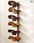 Cowboy Hat Holder, 3-Piece Wall Mount Cowboy Hat Rack for Wall Holds up to 6 Hats – Wooden + Metal Rustic Western DIY Hat Racks for Wall Storage and Home Décor