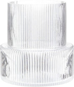 Ribbed Glass Vase, Flower Vase, Fluted Clear Vases for Flowers, Modern Vases for Living Room, Dining Table, Entryway, Shelf, Wedding, Office, Coffee Table, Birthday, 7.5 Inches
