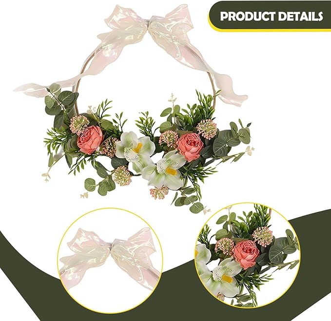 Artificial Floral Swag Front Door Swag Indoor Decorative Hanging Spring Wreath for Restaurant Birthday Holidays Apartment, JH615