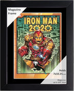 Creative Picture Frames 7 x 10.25 Magazine Comic Book Frame with Full-Strength Glass, Holds Up To A 1/4" Thick Media with Installed Hangers for Easy Mounting, 8x12 Black Frame with Black Mat