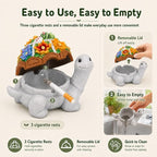 LESES Ashtray, Cute Turtle Cigarette Ashtray with Lid, Smokeless Waterproof Ash Tray Outdoor Resin Ash tray for Patio Home Office Gifts Indoor