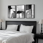 Framed Black and White Gray Modern Abstract Wall Art, Set of 3 Piece Big Canvas Paintings Artwork for Walls, Minimalist Art Prints Pictures for Living Room Hallway Bedroom Office Wall Decor 16x24 Inch