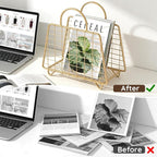 Gold Magazine Holder,Modern Magazine Rack Floor,Metal Wire Magazine Basket,Handbag Design Magazine Storage Organizer for Magazines File Book Newspaper Vinyl Record Albums