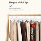 HOUSE DAY Clear Pants Hangers with Clips 300 Pack, Non-Slip Plastic Skirt Hanger with Adjustable Clips, Slim Clip Hangers for Pants, Skirts, Shorts, 14" Clear Hanger, 360-Rotating Swivel Hook