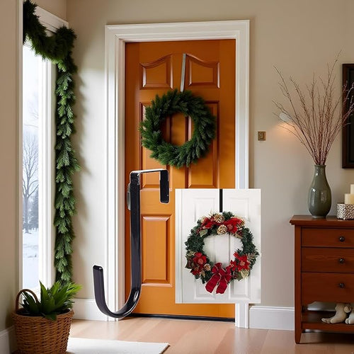 1 Pc Black Hanger 5" - Strong Bearing Hanger for Christmas Halloween Wreath Decorations, Steel Material, 20lb Load Bearing
