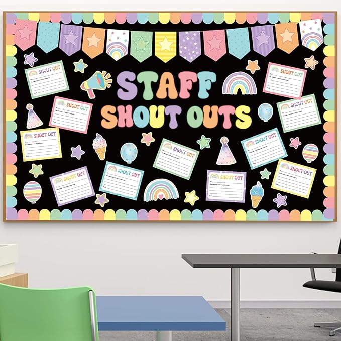 Employee Recognition Bulletin Board Decor - 20 Paper Cutouts Expressing Appreciation and Acknowledgment, Perfect for School, Classroom, and Office Wall Decor