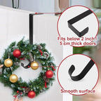 12 in Wreath Hanger for Front Door Black Wreath Hangers Over The Door Hanger Hook Wreaths Holder Christmas Halloween Fall Hanging Wreaths Outdoor Decorations Wide