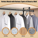 Closet Rod, 16 to 51 Inch Closet Rods Heavy Duty Adjustable Wardrobe Poles for Hanging Clothes and Heavy Duty Bracket Closet Pole Support (The Shelf NOT Included)(Black)