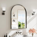 Arch Bathroom Mirror, 24"x36" Wall Mounted Vanity Mirror with Deep Frame, Tempered Glass Decor Mirror for Bathroom, Bedroom, Entryway and Living Room, Hanging or Leaning, Black
