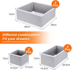 uxcell 1 Set Foldable Cloth Storage Box, 6 Slots Fabric Socks Underwear Drawer Dividers Organizers Baskets Bins for Clothes Socks Scarves Ties, Light Gray