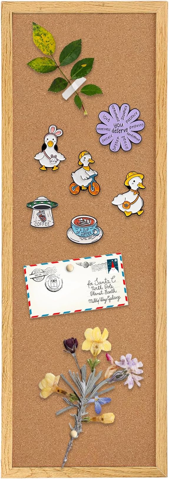TORASO Cork Board Bulletin Board, Corkboard for Walls with Rustic Brown Frame, Large Wall Mounted Cork Board with Installation Kit,11.8" x 35.4" Pin Tackboard for Home,Office, School (RMB-RB-3090)