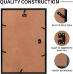 Rempry 13x19 Picture Frame, Display Pictures 11x17 with Mat or 13x19 Without Mat, Wall Hanging or Tabletop Photo Frame, Black Poster Frame, 1 Pack
