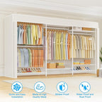 Ulif E13C Pro Heavy Duty Closet Organizer System，Freestanding Clothing Racks for Hanging Clothes，Adjustable Garment Rack 75" W x16 D x77 H Hold 1000lbs，White Rack with White Dustproof Cover