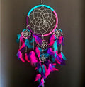 OMA Large Dream Catcher Wall Decor – Tie Dye Dream Catcher with Purple, Turquoise & Pink Feathers for Bedroom, Living Room, Dorms & Gift, Size - 9” x 30”