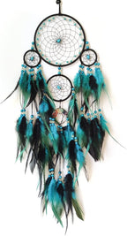 Blue and Black Dream Catcher with Crystal Tree of Life Large Dream Catchers Wall Decor Handmade Feather Dreamcatcher Wall Hanging Ornament for Bedroom Living Room Home Decor