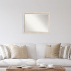 Amanti Art White Wall Mirror 25x31 Hardwood White Wash Narrow Rectangle Bathroom Mirror for Wall Decor Living Room, Large Country Rustic Wood Frame, Hangs Horizonally and Vertically, Bathroom Decor,