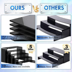 Aheroi Display Risers, 10 Pcs 2 Set(7”L~8”L~9”L) Acrylic Risers, Black Arylic Display Stands Acrylic Shelf Riser, Risers Display Stand Set for Decor, Cupcake Stands Display Showcase Holder for Toys