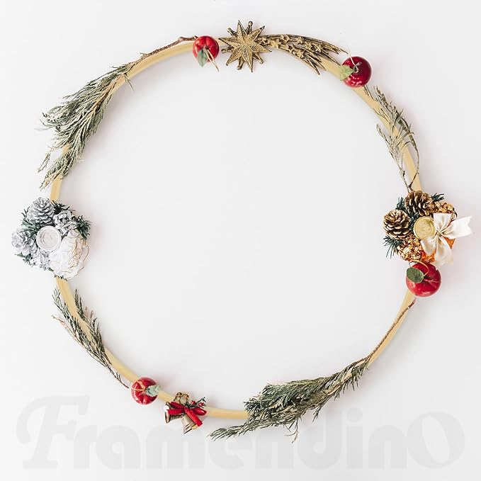 Framendino, 10 Pack Wooden Bamboo Hoop Rings Macrame Floral Wreath for DIY Dream Catcher Wedding Decor and Wall Hanging Crafts