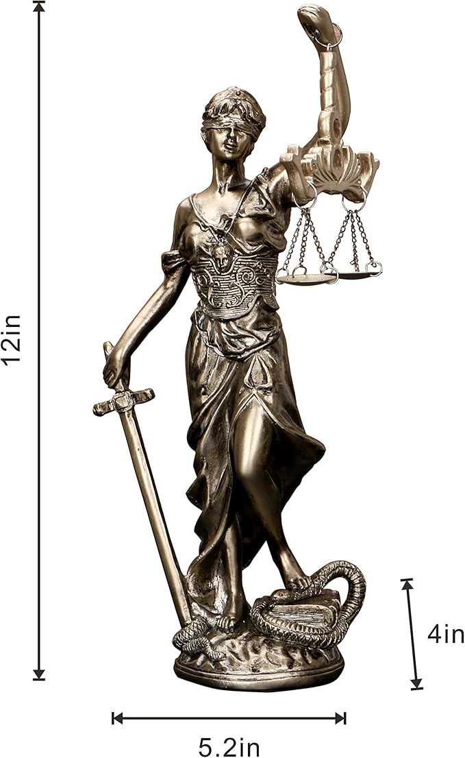 12.3 in Lady Justice Statue Scale of Justice Sculpture Blind Justice Figurine Law Office Decor for Desk Bookshelf Living Room Ldeal Gift for Lawyer Friends Who Long for Fairness and Justice