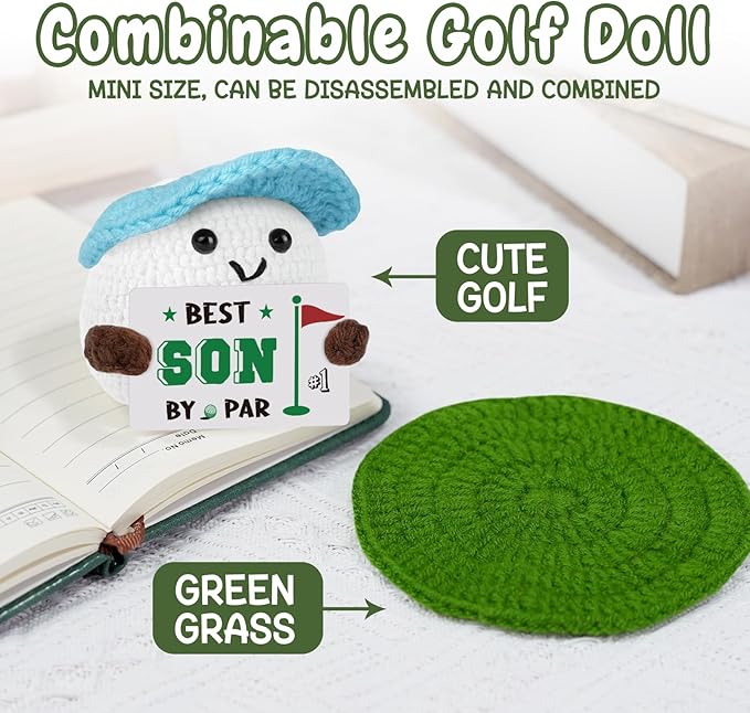 Golf Gifts, Positive Crochet Funny Golfers Presents for Son, Emotional Help Handmade Knitted Golf Themed Doll, Funny Gag Gifts for Golfer Son