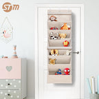 STORAGE MANIAC Over the Door Shoe Organizer with Curtain Dustproof Heavy-Duty Large Deep Pocket Hanging Shoe Organizer for Closet Dorm & Narrow Door Storage Shoe Holder Shoe Rack, 7-Shelf Beige 1 Pack