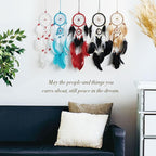 Pretty Jolly Indian Small Blue Dream Catchers Wall Decor Handmade Feathers Native Mini Dreamcatchers Home Decoration Ornament for Bedroom Birthday Party-2 Rings