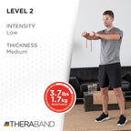THERABAND Latex Resistance Tubing, Red, Medium Level 2, 100 ft Roll, Professional Grade Resistance Band for Exercise, Upper and Lower Body Workouts, Cut-to-Length, Color-Coded Levels