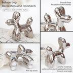 Notakia Large Silver Cute Ceramics Balloon Dog Statue Crafts Living Room Desktop Decorations,Handmade Modern Small Ceramic Animal Statue Ornament Home Decor Accents