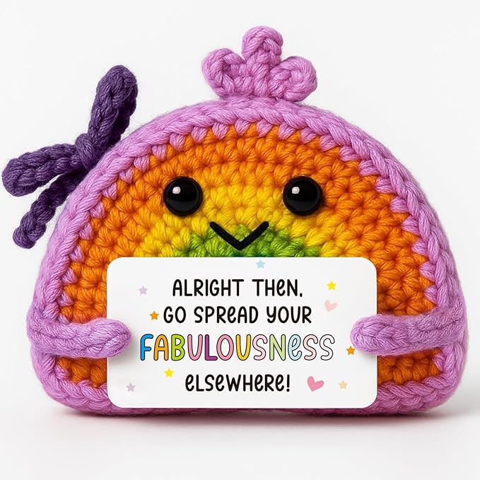 Handmade Fabulous Positive Rainbow Crochet - Farewell Gift for Women, Friend, Coworker Leaving Job & Starting New Journey Adventure! Inspiration Gift for Thanksgiving, Christmas, Birthday, Office